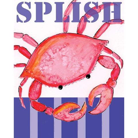 Splish Crab Black Modern Wood Framed Art Print by Seay, Anne