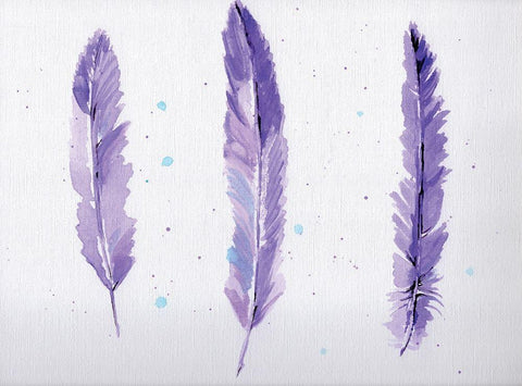 Lavender Feathers White Modern Wood Framed Art Print with Double Matting by Seay, Anne