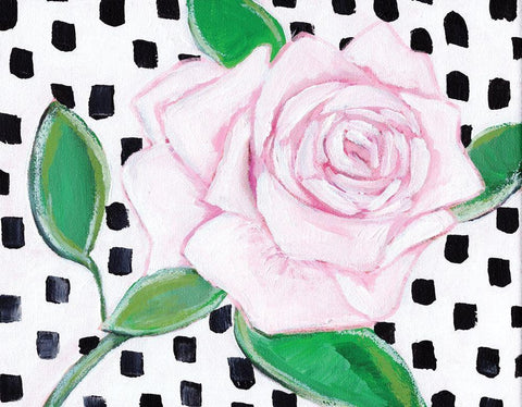 Pink Rose White Modern Wood Framed Art Print with Double Matting by Seay, Anne