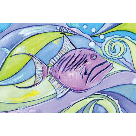 Surfin Fish Black Modern Wood Framed Art Print by Seay, Anne