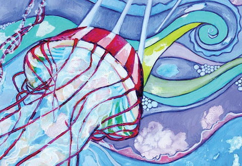 Surfin Jelly White Modern Wood Framed Art Print with Double Matting by Seay, Anne