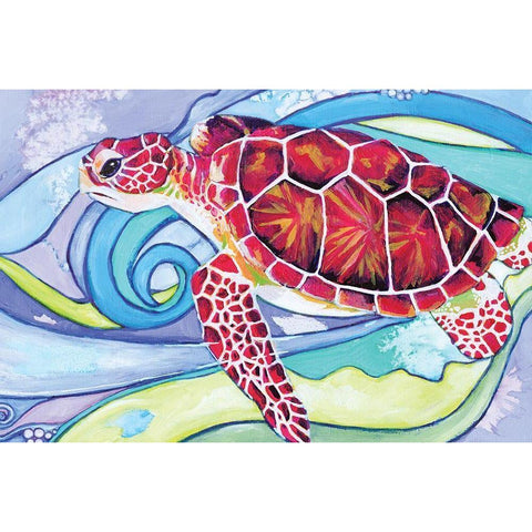 Surfin Turtle Gold Ornate Wood Framed Art Print with Double Matting by Seay, Anne