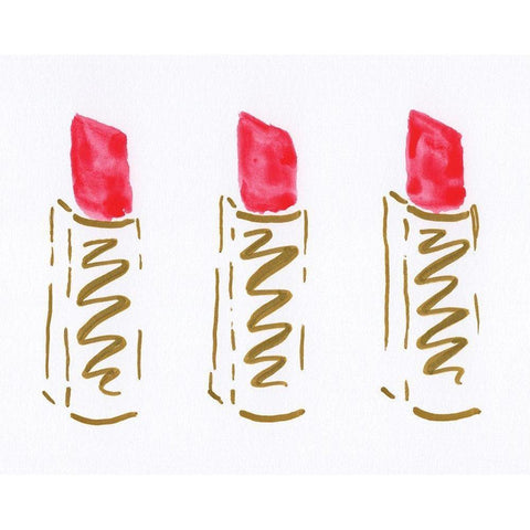 Lipstick Trio Black Modern Wood Framed Art Print with Double Matting by Seay, Anne