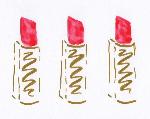 Lipstick Trio Black Ornate Wood Framed Art Print with Double Matting by Seay, Anne