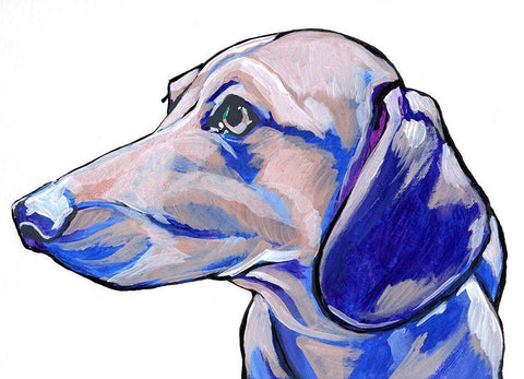 Dachshund White Modern Wood Framed Art Print with Double Matting by Seay, Anne