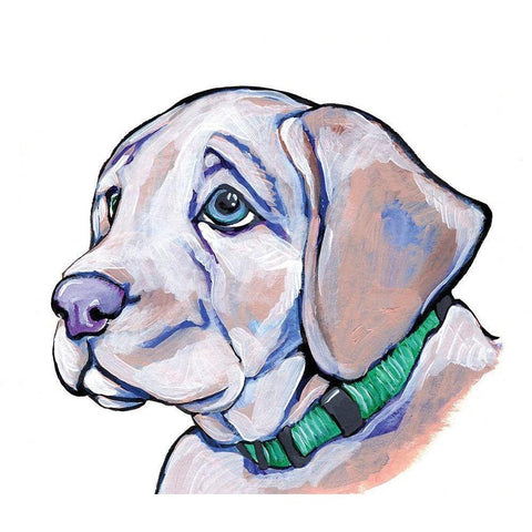 Puppy Black Modern Wood Framed Art Print by Seay, Anne