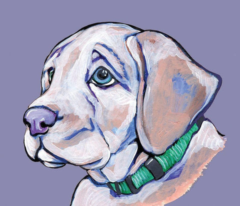 Puppy II White Modern Wood Framed Art Print with Double Matting by Seay, Anne