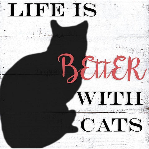 With Cats Black Modern Wood Framed Art Print by Seay, Anne