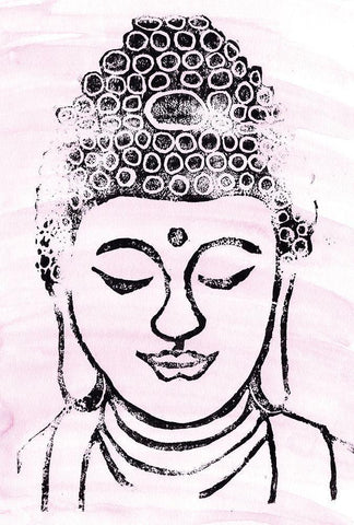 Buddha II White Modern Wood Framed Art Print with Double Matting by Seay, Anne