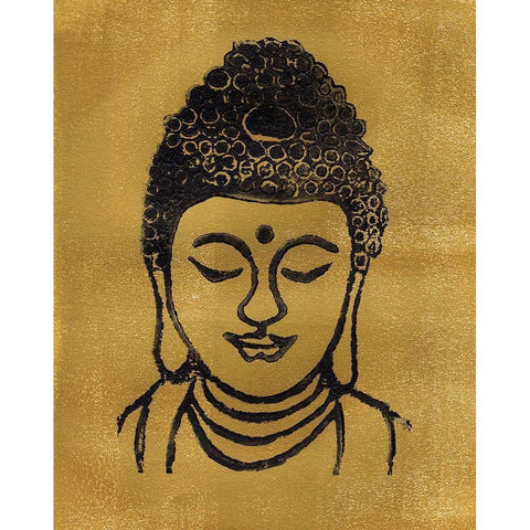 Buddha Black Modern Wood Framed Art Print with Double Matting by Seay, Anne