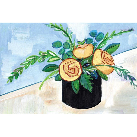 Yellow Centerpiece White Modern Wood Framed Art Print by Seay, Anne