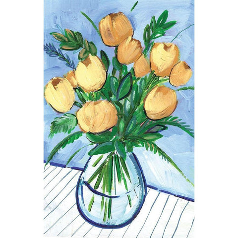 Yellow Centerpiece II White Modern Wood Framed Art Print by Seay, Anne