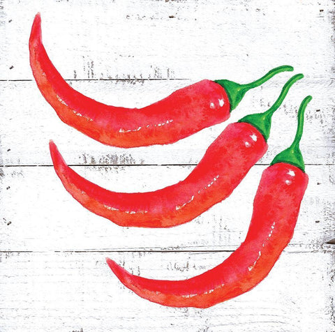 Farm Fresh Peppers White Modern Wood Framed Art Print with Double Matting by Seay, Anne