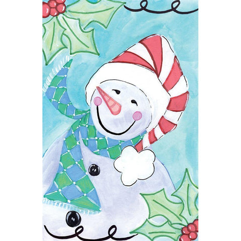 Happy Snowman II Gold Ornate Wood Framed Art Print with Double Matting by Seay, Anne