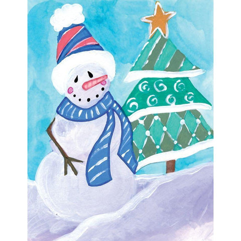 Happy Snowman III Black Modern Wood Framed Art Print with Double Matting by Seay, Anne