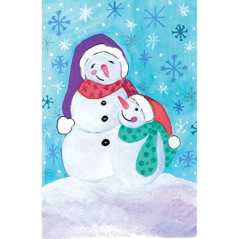 Happy Snowman and Baby Black Modern Wood Framed Art Print with Double Matting by Seay, Anne
