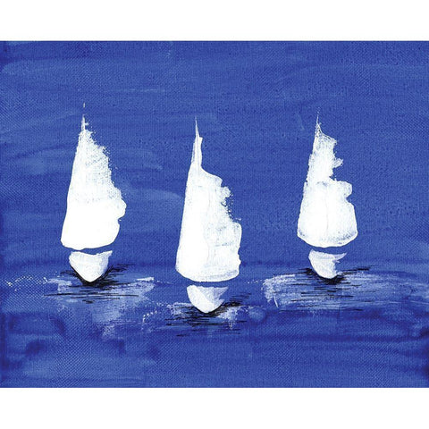 Sailboats at Night Black Modern Wood Framed Art Print with Double Matting by Seay, Anne