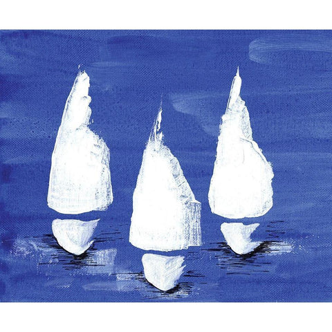 Sailboats at Night II Black Modern Wood Framed Art Print with Double Matting by Seay, Anne