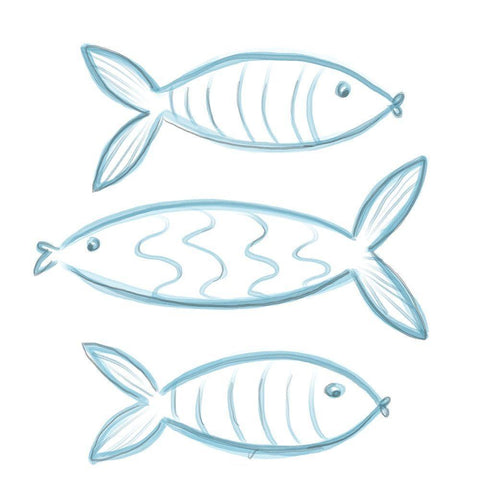 3 Fish Black Ornate Wood Framed Art Print with Double Matting by Seay, Anne