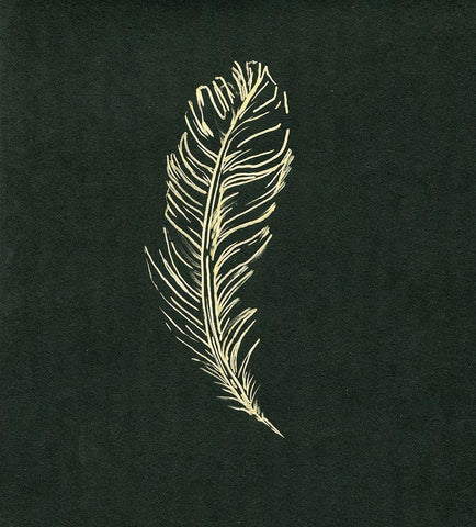 Golden Feather I Black Ornate Wood Framed Art Print with Double Matting by Seay, Anne