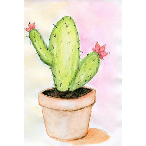 Cactus White Modern Wood Framed Art Print by Seay, Anne