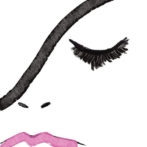 Pink Lash White Modern Wood Framed Art Print with Double Matting by Seay, Anne
