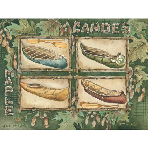 Maple Canoes White Modern Wood Framed Art Print by Phillips, Anita