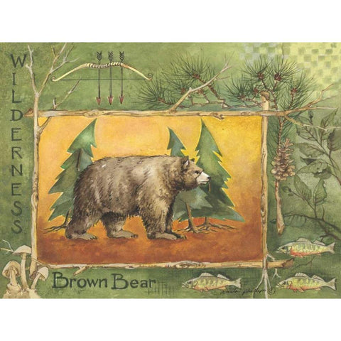 Brown Bear White Modern Wood Framed Art Print by Phillips, Anita