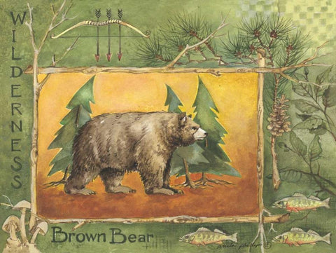 Brown Bear Black Ornate Wood Framed Art Print with Double Matting by Phillips, Anita