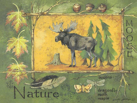 Moose White Modern Wood Framed Art Print with Double Matting by Phillips, Anita