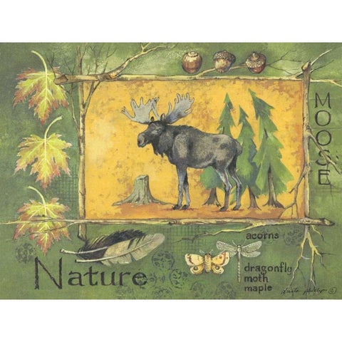 Moose Gold Ornate Wood Framed Art Print with Double Matting by Phillips, Anita