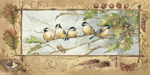 Chickadee Black Ornate Wood Framed Art Print with Double Matting by Phillips, Anita