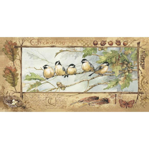 Chickadee Gold Ornate Wood Framed Art Print with Double Matting by Phillips, Anita
