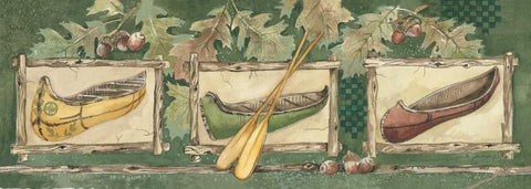 Three Canoes White Modern Wood Framed Art Print with Double Matting by Phillips, Anita