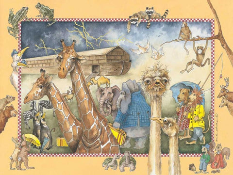 Noahs Ark White Modern Wood Framed Art Print with Double Matting by Phillips, Anita