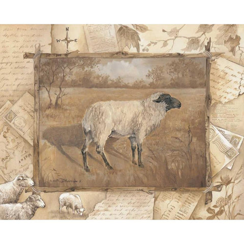 Sheep Black Modern Wood Framed Art Print with Double Matting by Phillips, Anita