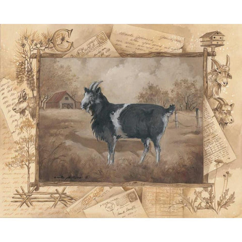 Goat Gold Ornate Wood Framed Art Print with Double Matting by Phillips, Anita