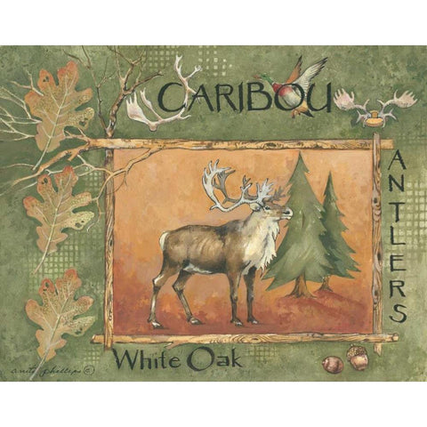 Caribou Black Modern Wood Framed Art Print by Phillips, Anita