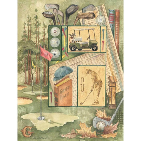 Golfers Digest White Modern Wood Framed Art Print by Phillips, Anita