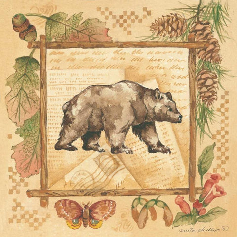 Bear Black Ornate Wood Framed Art Print with Double Matting by Phillips, Anita