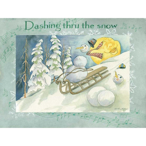 Dashing Through the Snow Black Modern Wood Framed Art Print by Phillips, Anita