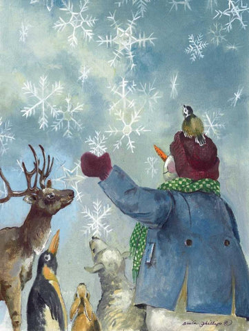 Let It Snow Black Ornate Wood Framed Art Print with Double Matting by Phillips, Anita