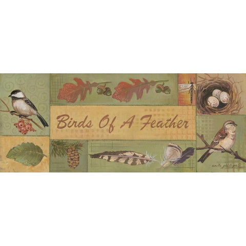 Birds of a Feather Black Modern Wood Framed Art Print with Double Matting by Phillips, Anita