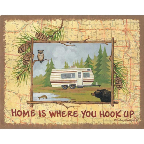 Home is Where You Hook Up White Modern Wood Framed Art Print by Phillips, Anita