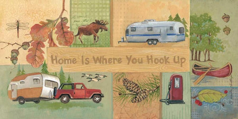 Home is Where You Hook Up White Modern Wood Framed Art Print with Double Matting by Phillips, Anita