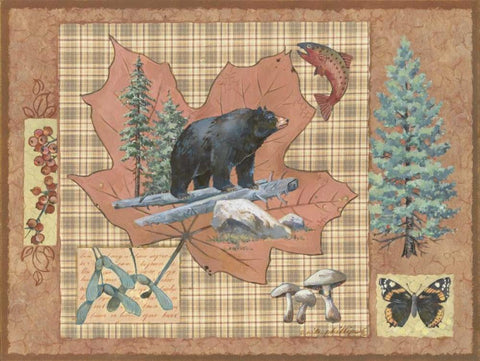 Bear Leaf Black Ornate Wood Framed Art Print with Double Matting by Phillips, Anita