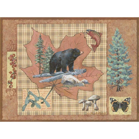 Bear Leaf Black Modern Wood Framed Art Print by Phillips, Anita