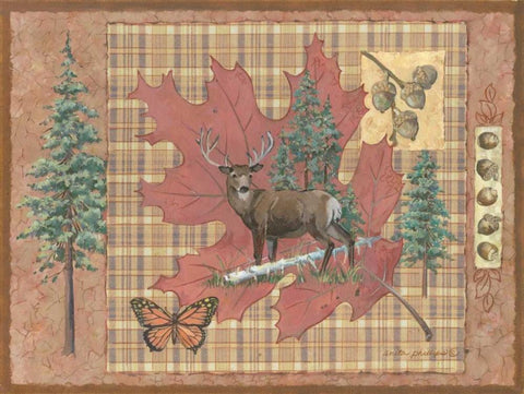 Deer Leaf Black Ornate Wood Framed Art Print with Double Matting by Phillips, Anita