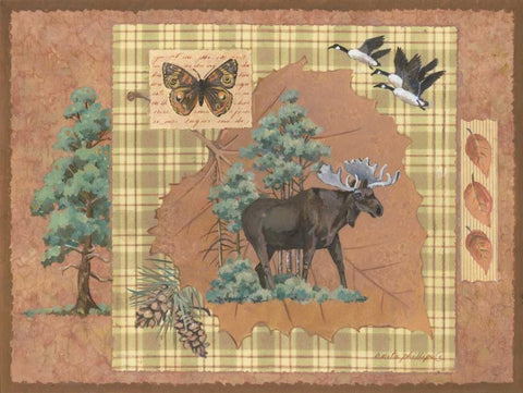 Moose Leaf Black Ornate Wood Framed Art Print with Double Matting by Phillips, Anita