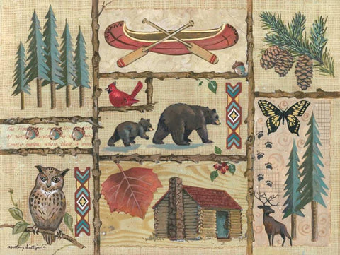 Joys of Camping Black Ornate Wood Framed Art Print with Double Matting by Phillips, Anita